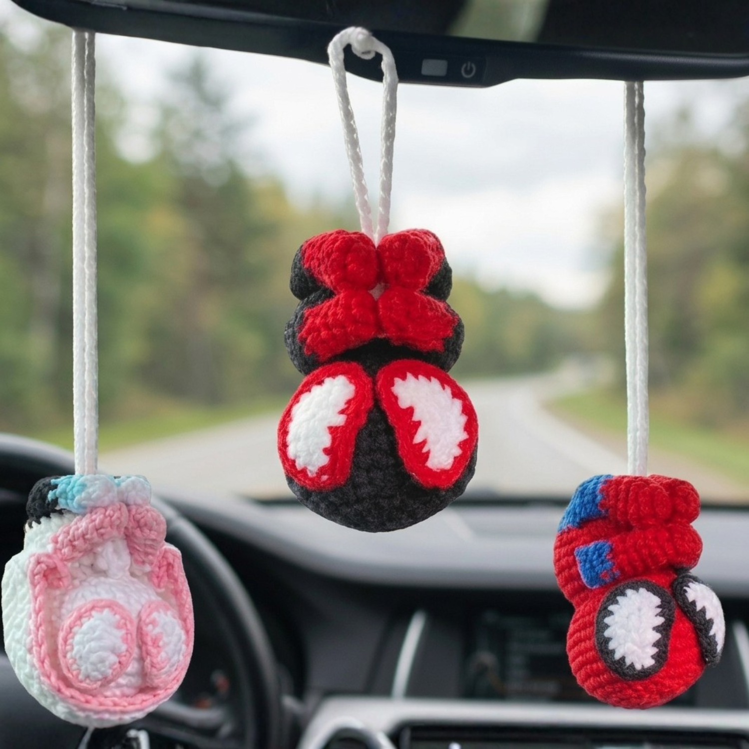 Spiderman Crochet Car Hanging Ornament, Handmade Amigurumi Car Charm
