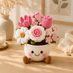 Crochet plant pot amigurumi desk decor style 1