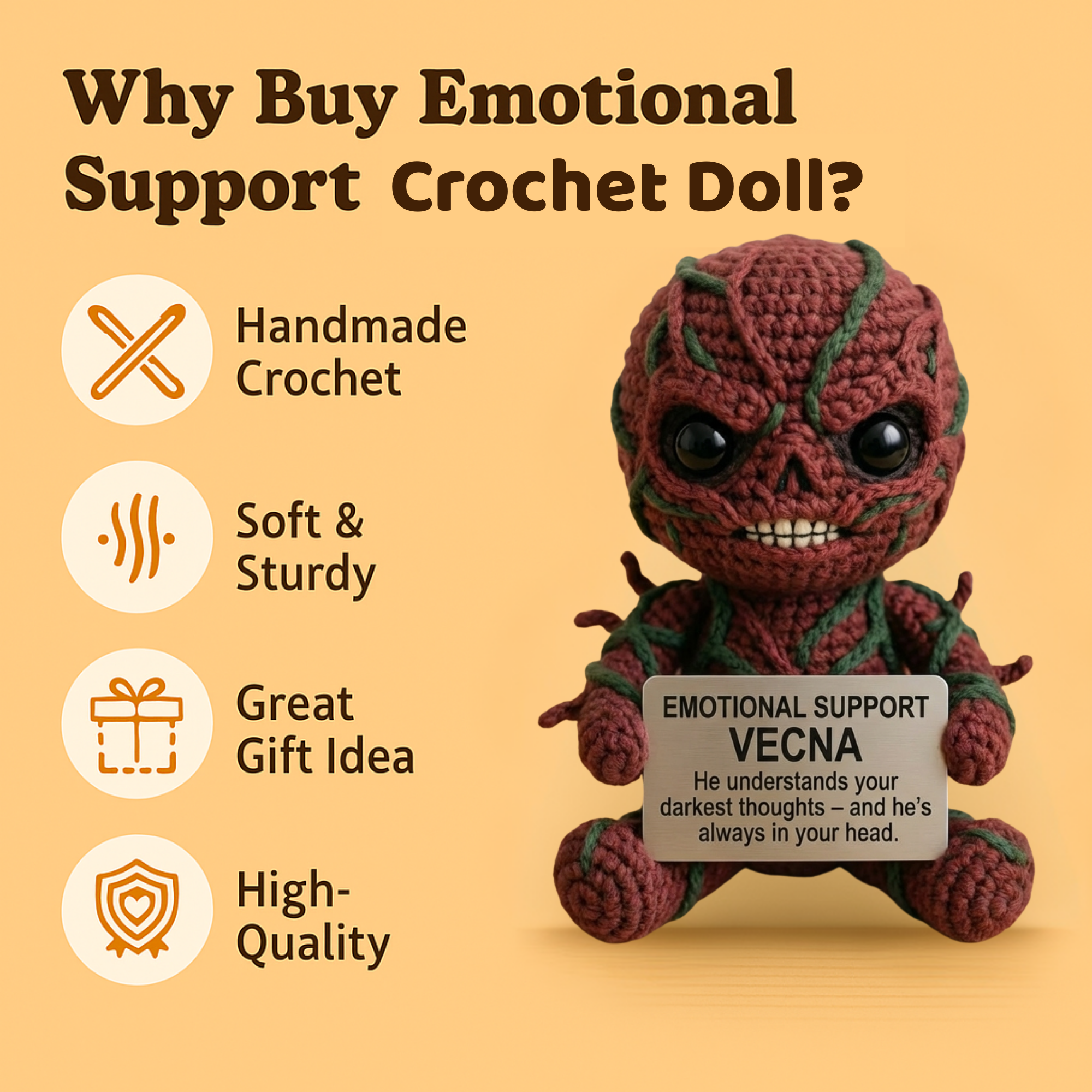 Emotional Support Vecna Crochet Doll