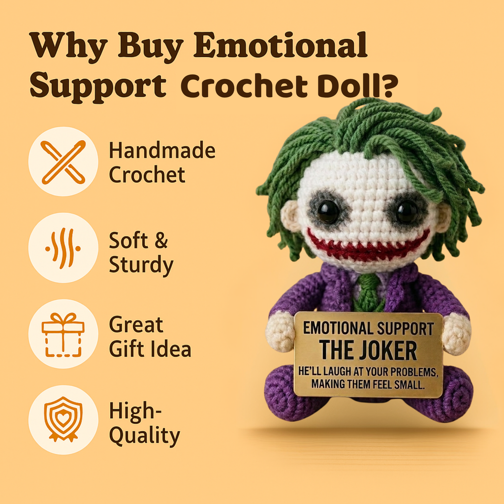 Emotional Support Joker Crochet Doll