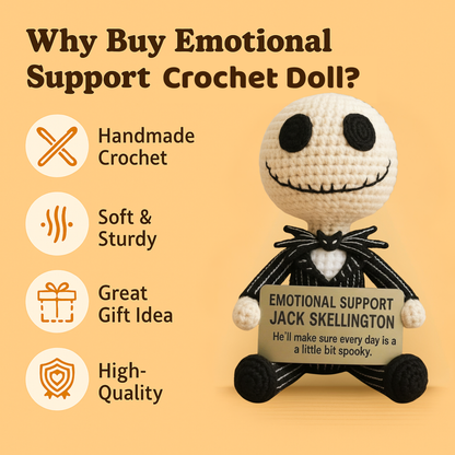 Emotional Support Jack Skellington Crochet Doll — Creepy Cute Handmade Plush Gift