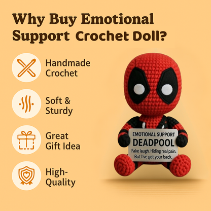 Emotional Support Deadpool Crochet Doll - Fake Laugh, Real Comfort