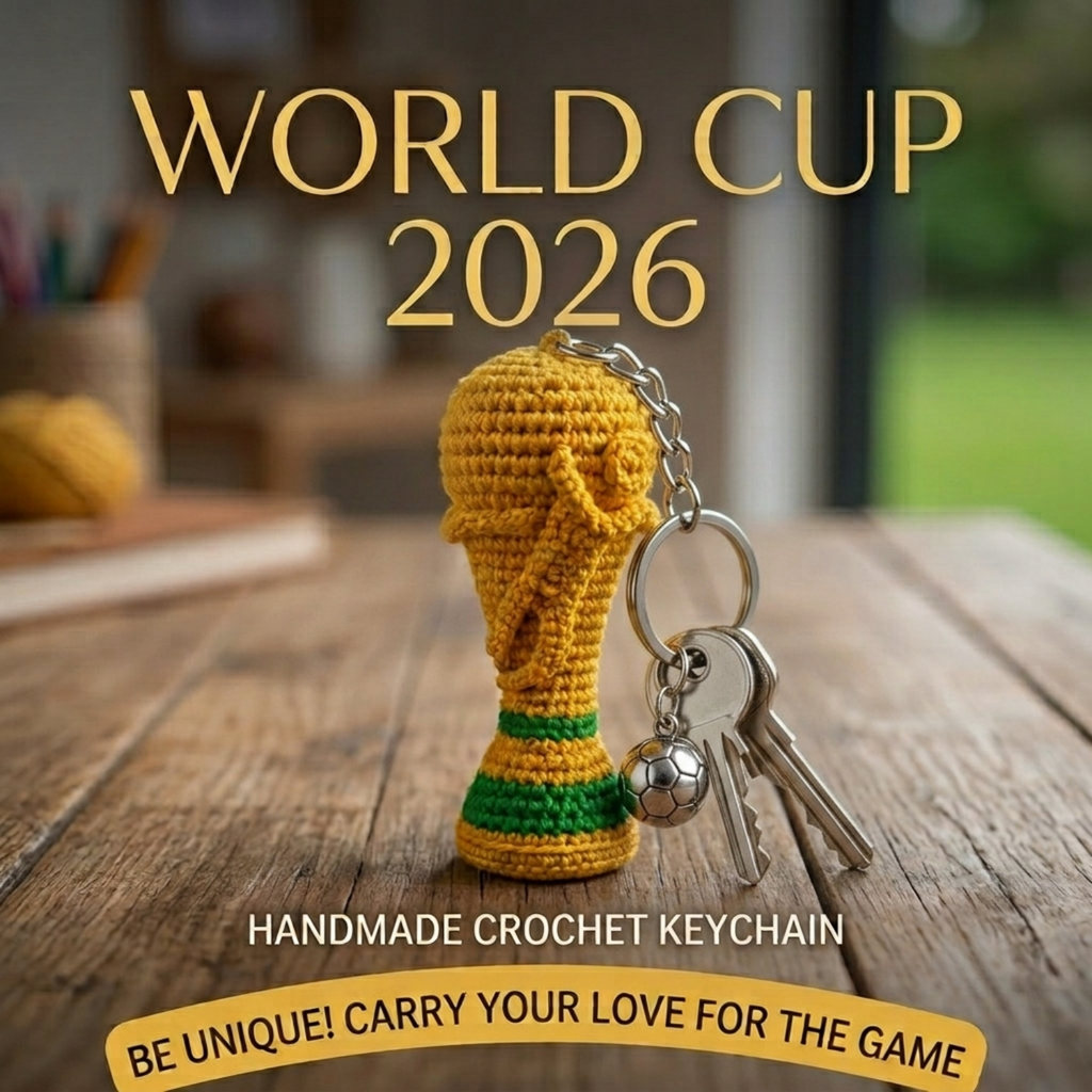 2026 World Cup Trophy Crochet Keychain