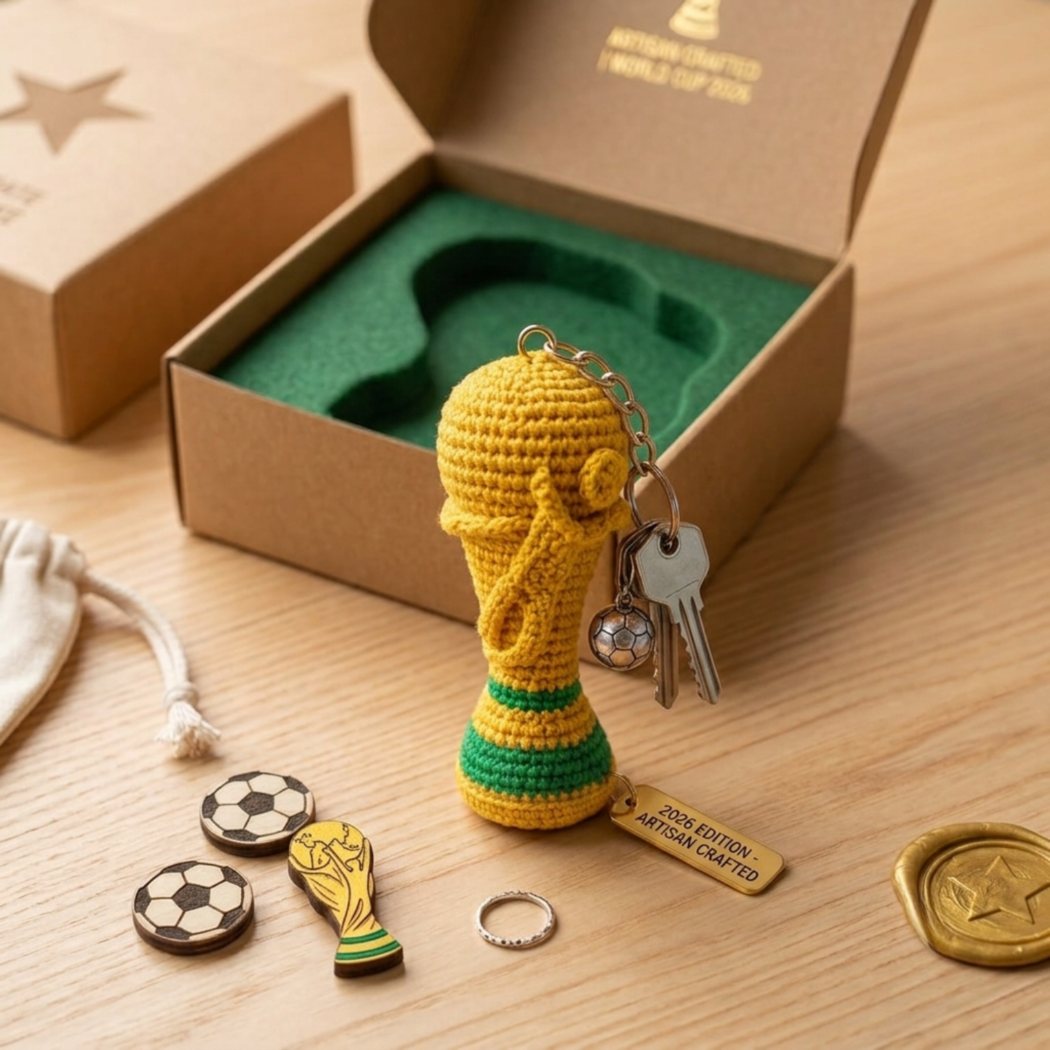 2026 World Cup Trophy Crochet Keychain